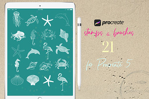 Procreate Stamps Brush Beach Ocean