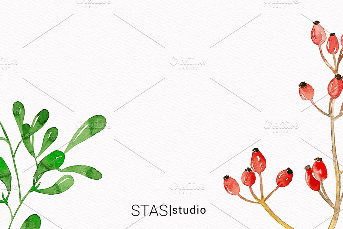 Watercolor Christmas Clipart, a Seasonal Illustration by STASIstudio (Photo 3 of 3)