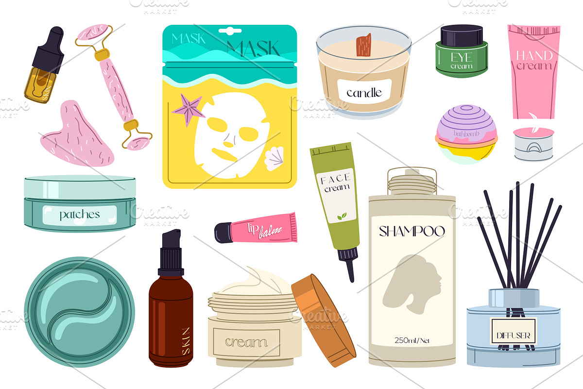 Care Cosmetics Set, an Object Illustration by alexdndz