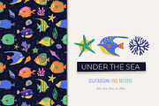 Fish & Seashells clipart, an Animal Illustration by Irina Ostapenko (Thumbnail 1 of 9)