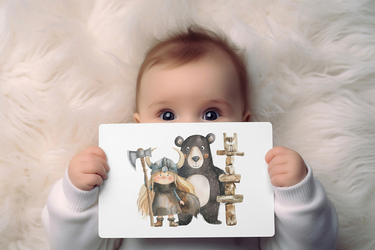 Nursery Viking Tale Watercolor Set, an Object Illustration by Pati Paints (Photo 4 of 9)