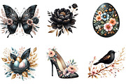 Glitter Luxury Black Spring Clipart, an Illustration by DreamArtGraphic (Thumbnail 3 of 4)