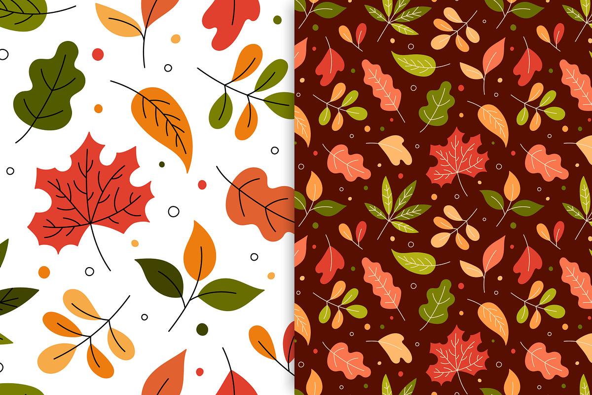 Autumn Leaves Fall Clipart Patterns | Creative Market