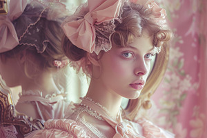 Reflected Grace: Antique Mirror ai, a Beauty & Fashion Photo by Ocean Digital Art