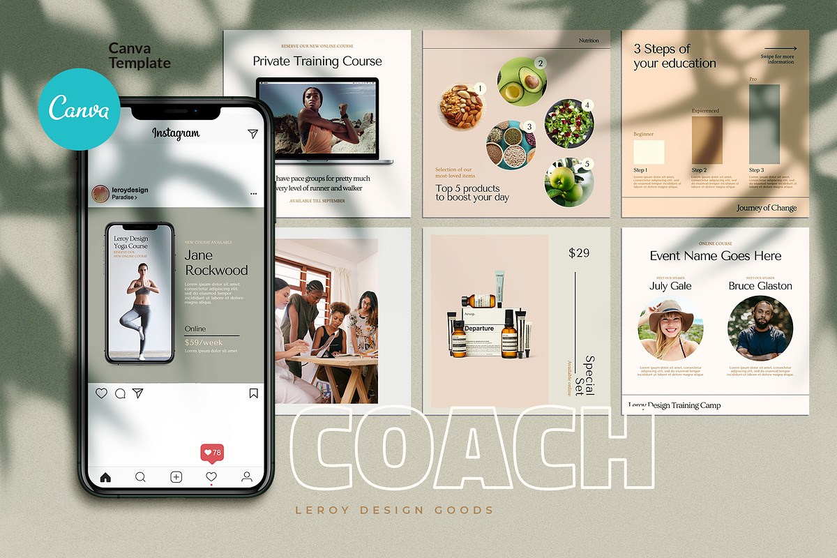 COACH - Canva Instagram Template, a Social Media Template by LEROY Design (Photo 1 of 9)
