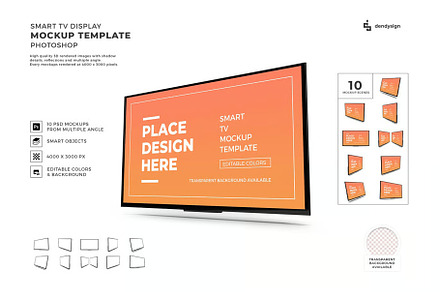 Smart TV Display Mockup Template Set, a Device Mockup by DesignRushMarket