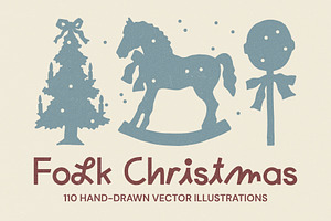 Folk Christmas: 110 Graphics, a Seasonal Illustration by Veyla