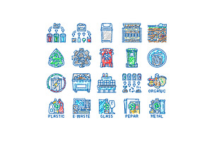 waste sorting garbage plastic icons, an Object Illustration by pikepicture