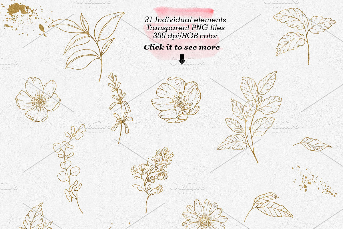 Gold Floral Graphic Collection, an Illustration by Elly Studio (Photo 13 of 14)