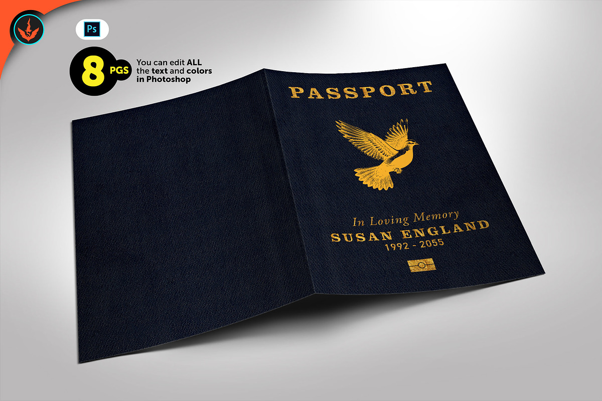 Passport Funeral Program Modern, a Brochure Template by SeraphimChris (Photo 1 of 7)