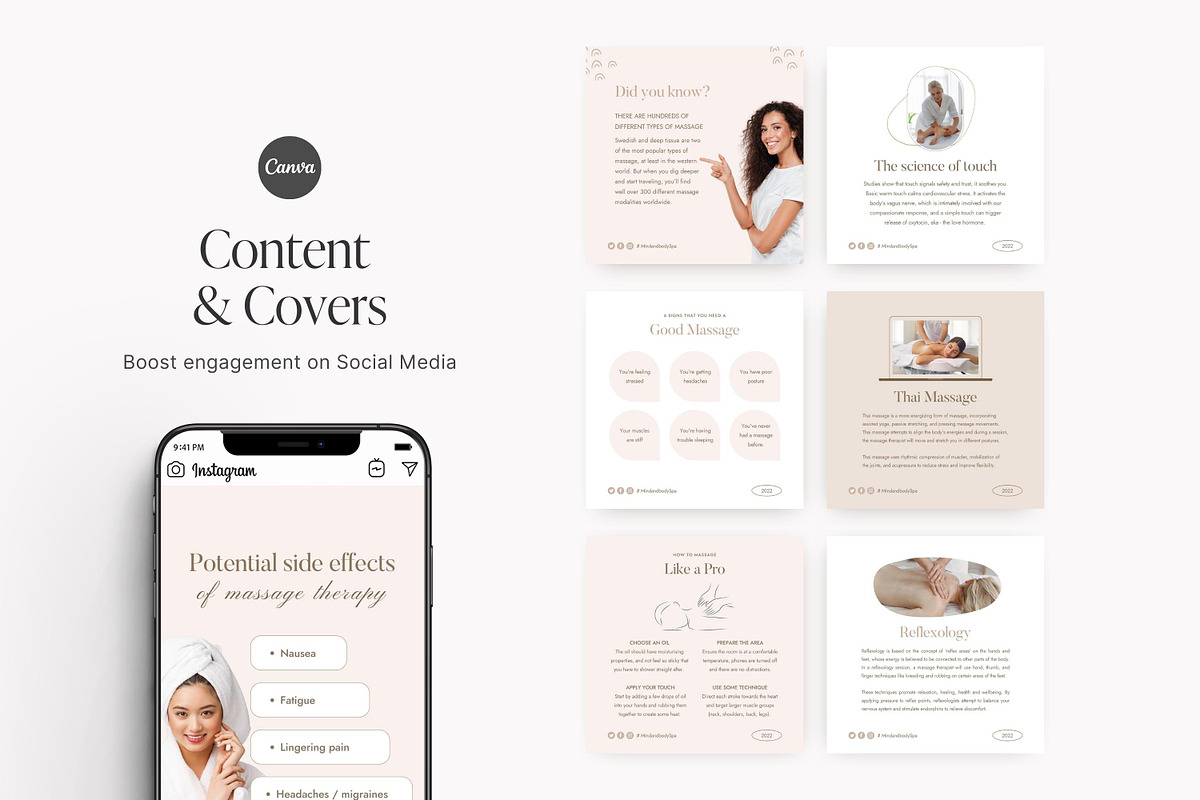 Canva Massage Therapist templates, a Social Media Template by LiliesandBerries (Photo 7 of 21)