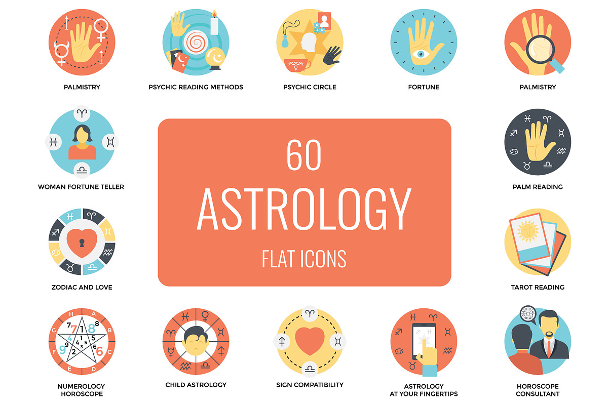 60 Flat Astrology Icons, a Duotone Icon by Prosymbols (Photo 1 of 4)