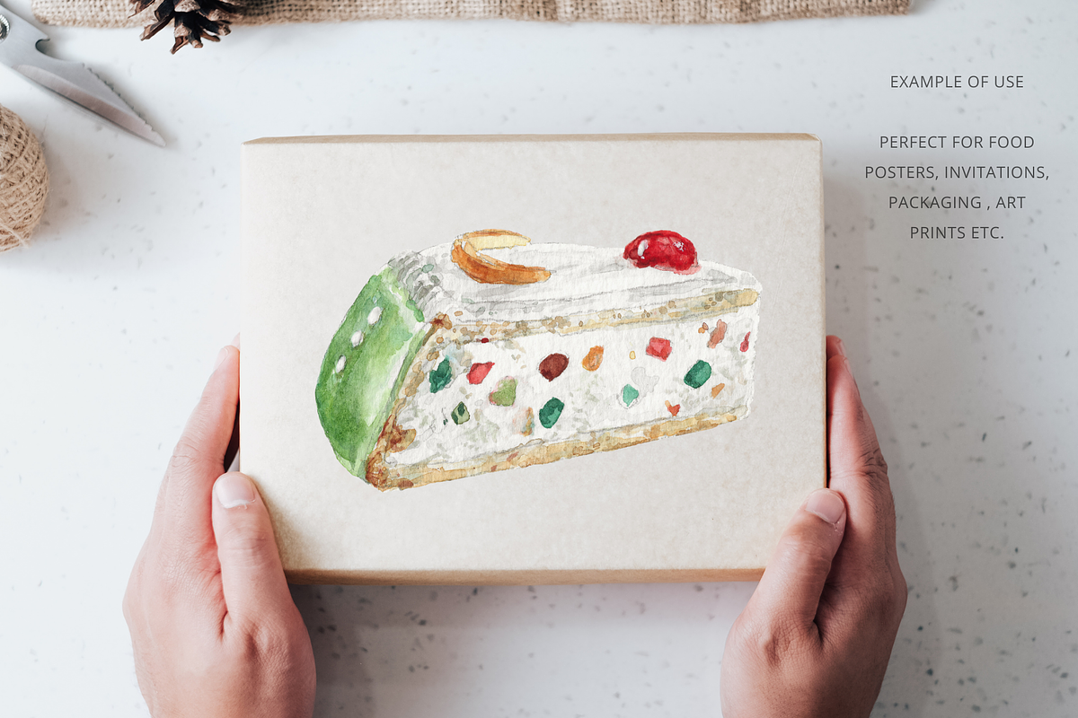 Watercolor Cassata Cake Illustration, a Food Illustration by Kolorata Art (Photo 3 of 3)