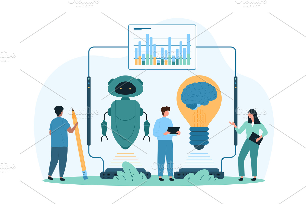 Engineering AI generative design, a Technology Illustration by Flashvector