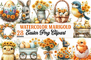 Marigold Easter Clipart, an Illustration by Watercolor design (Thumbnail 1 of 5)
