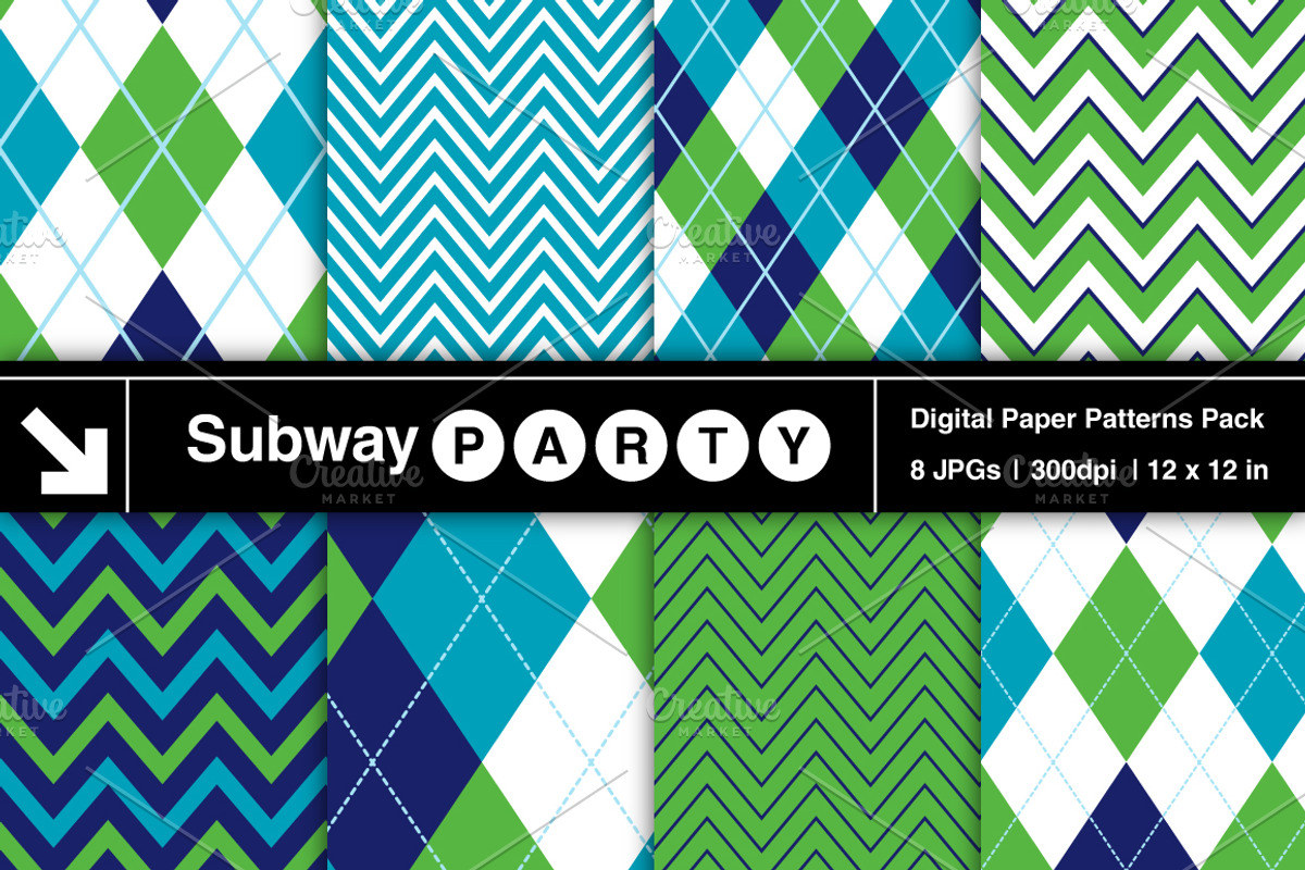 Golf Green, Navy & Blue Argyle