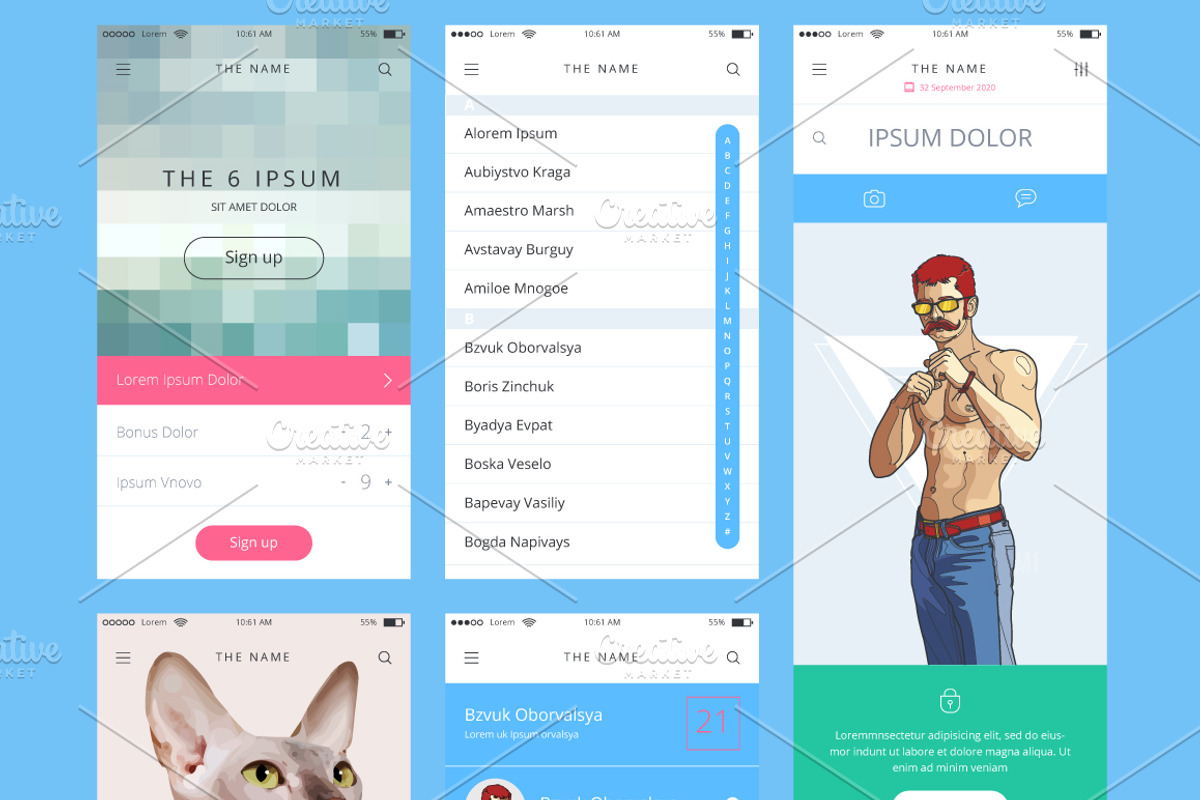 Vector Phone GUI Template, a Templates & Theme by fet