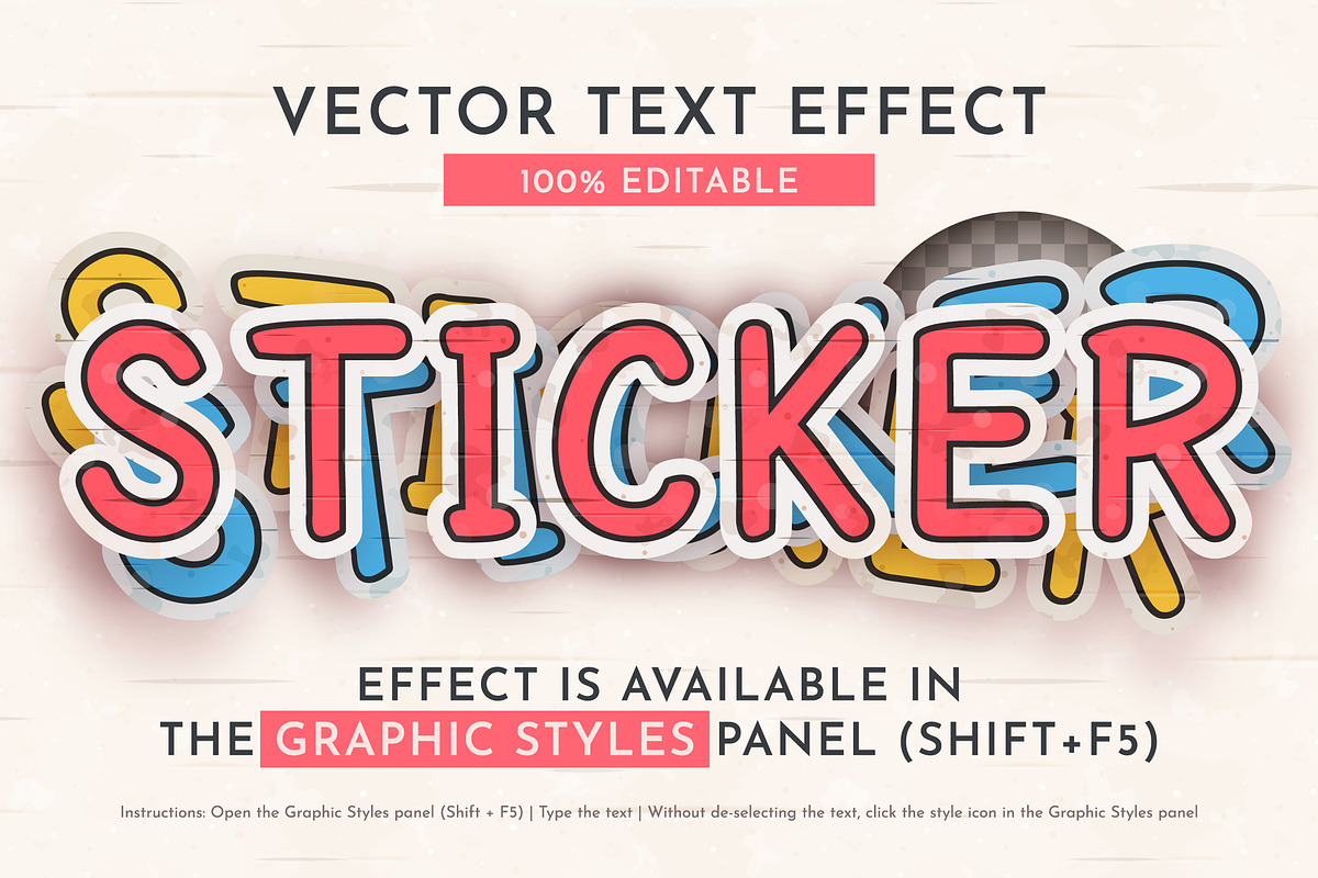 Stickers Editable Text Effect, a Layer Style Add-On by rwgusev (Photo 1 of 7)