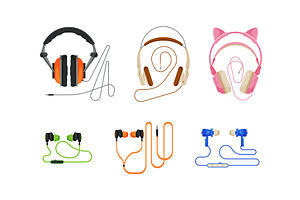 Modern Headphones and Earphones for, an Object Illustration by TopVectors