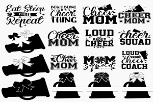 Cheer Mom With Pom Pom Svg Bundle, an Object Graphic by EllaMaiyaali