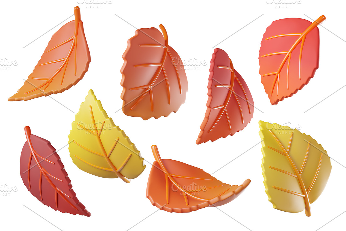 Cute 3D Autumn Leaves, a Plants & Tree 3D Model by Hannet (Photo 2 of 5)