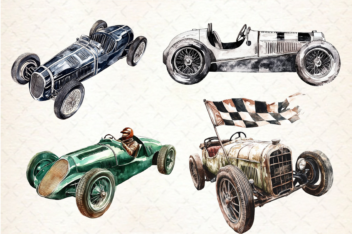 Vintage Old Race Car Clipart, a Seasonal Illustration by Rose Art (Photo 4 of 4)