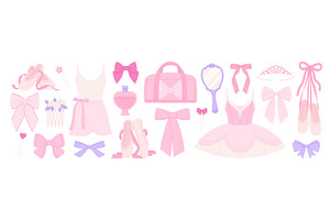 Cartoon ballet elements. Pink girly, an Object Illustration by LadadikArt