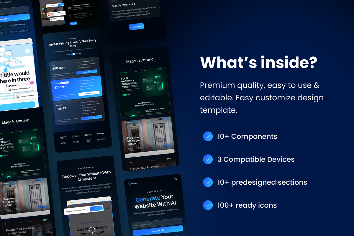 Chrono - AI Website Builder UI Kit, an UI Kit Template by Agensip Design Agency (Photo 2 of 10)