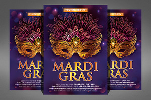 Mardi Grass  Party Flyer Template, a Flyer Template by graphicforest