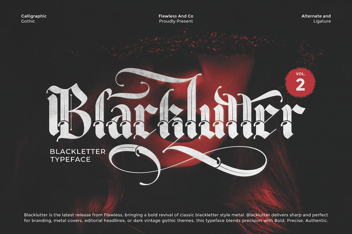 BlacklutterVol2 - Blackletter Font, a Blackletter Font by Flawless And Co (Photo 1 of 10)