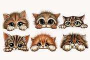 Breeds of Peeking Cats New Clipart, a Seasonal Illustration by Designworld (Thumbnail 4 of 5)