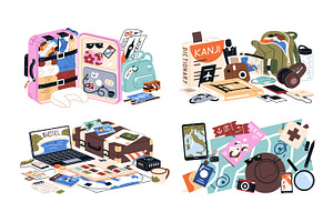 Baggage for travel set, banners, an Object Illustration by PaperTrident