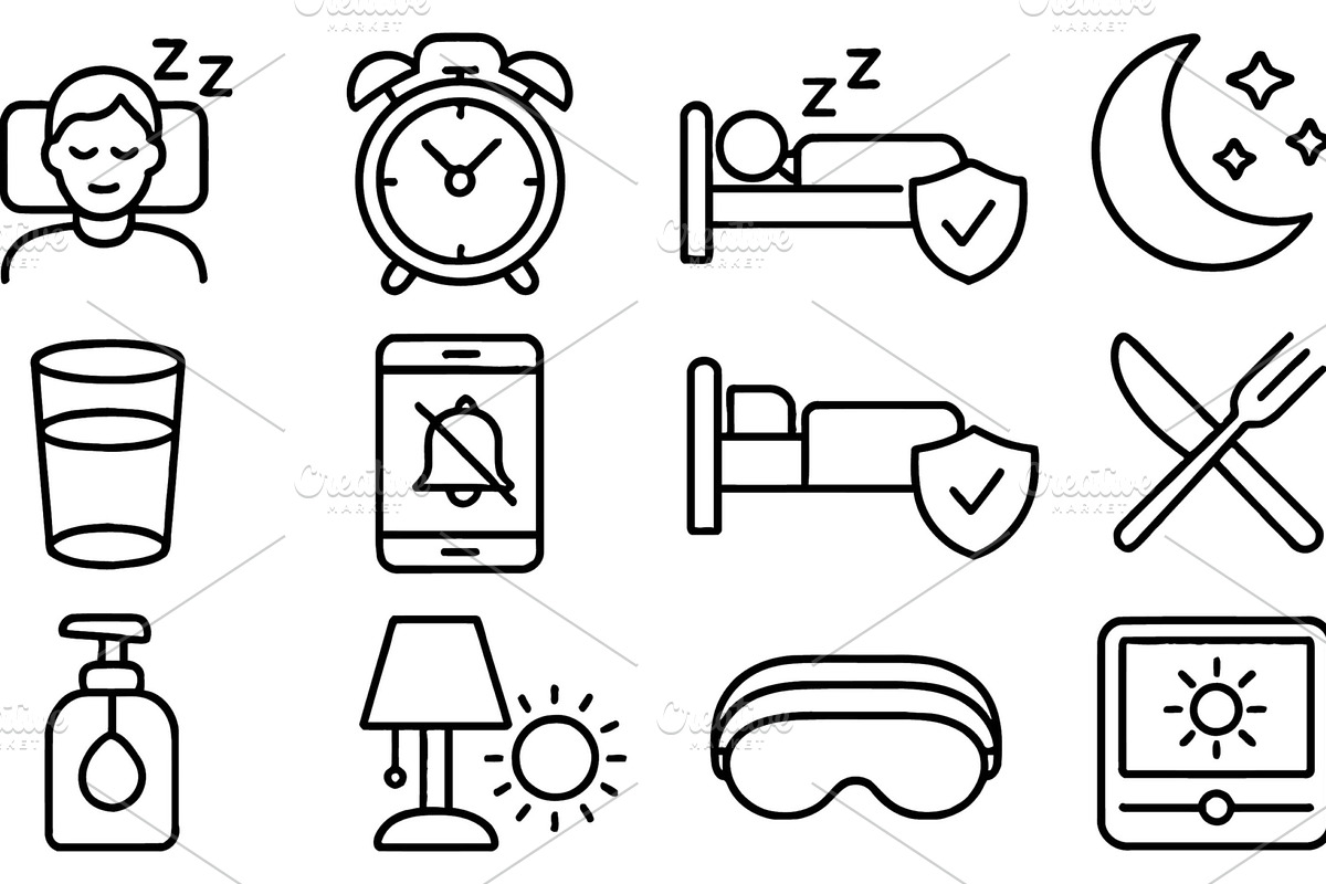 Vector illustration of bedtime icons, an Illustration by ZinetroN