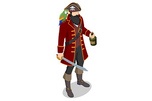 Pirate with Rum and Cutlass, a Person Illustration by Golden Sikorka