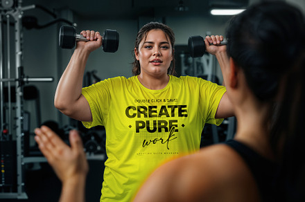 Plus-Size Gym T-shirt PSD Mockups