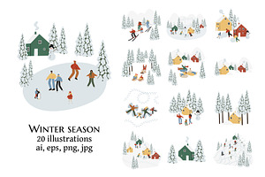 Winter Activities Illustration