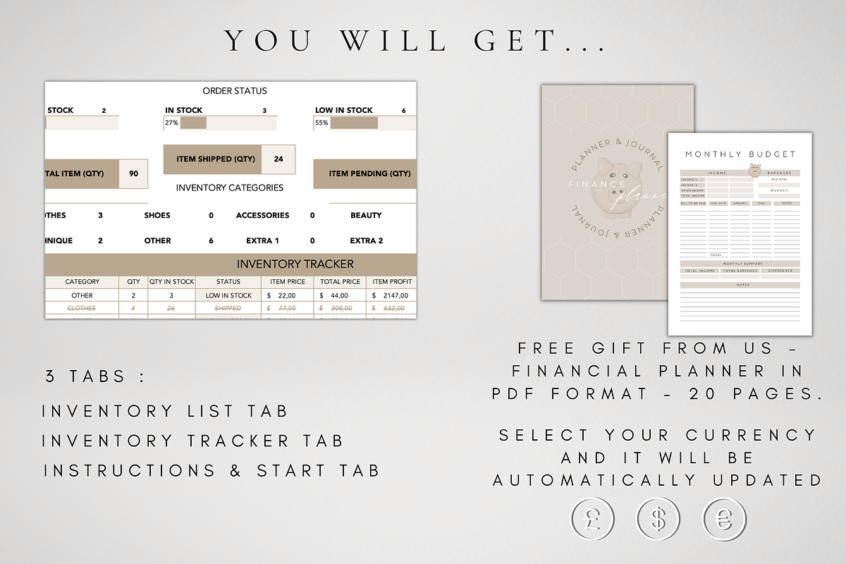 Digital Inventory Tracker Template, a Templates & Theme by BRANDcontent