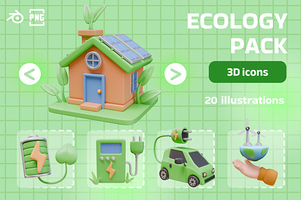 Ecology 3D Icons Illustration, an Environmental 3D Model by KetrinDesigner