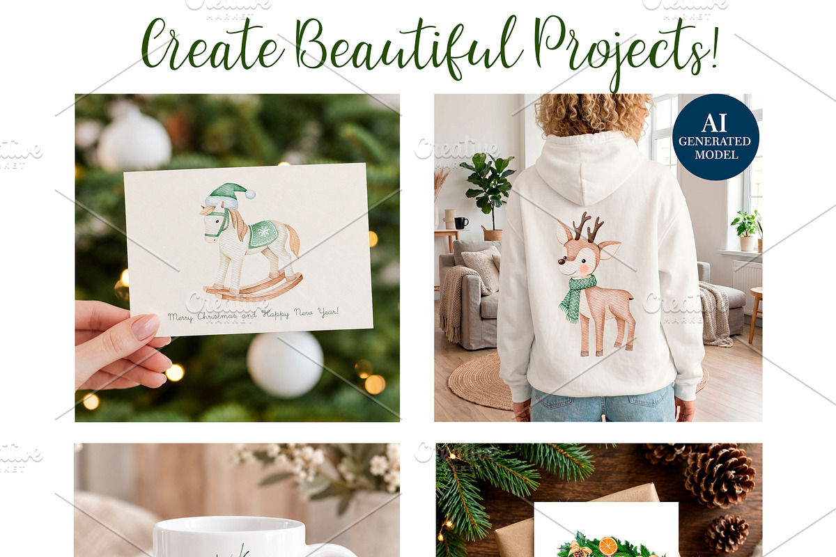 Watercolor Christmas Bundle PNG, a Seasonal Illustration by PatternPalette (Photo 3 of 15)