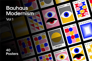 40 Bauhaus Posters Vector Set, a Poster Template by PixelMind