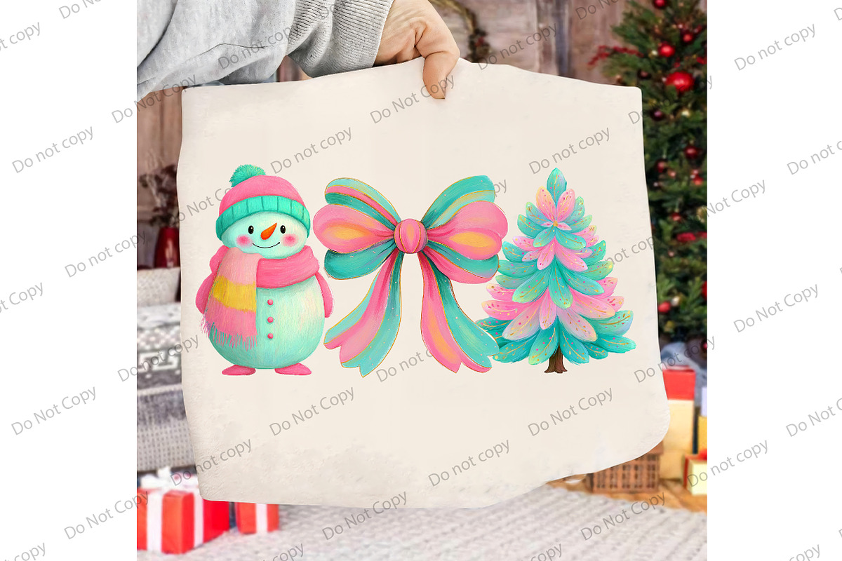Snowman, Bow and Tree Christmas Png, an Illustration by Libby Wishes (Photo 6 of 7)
