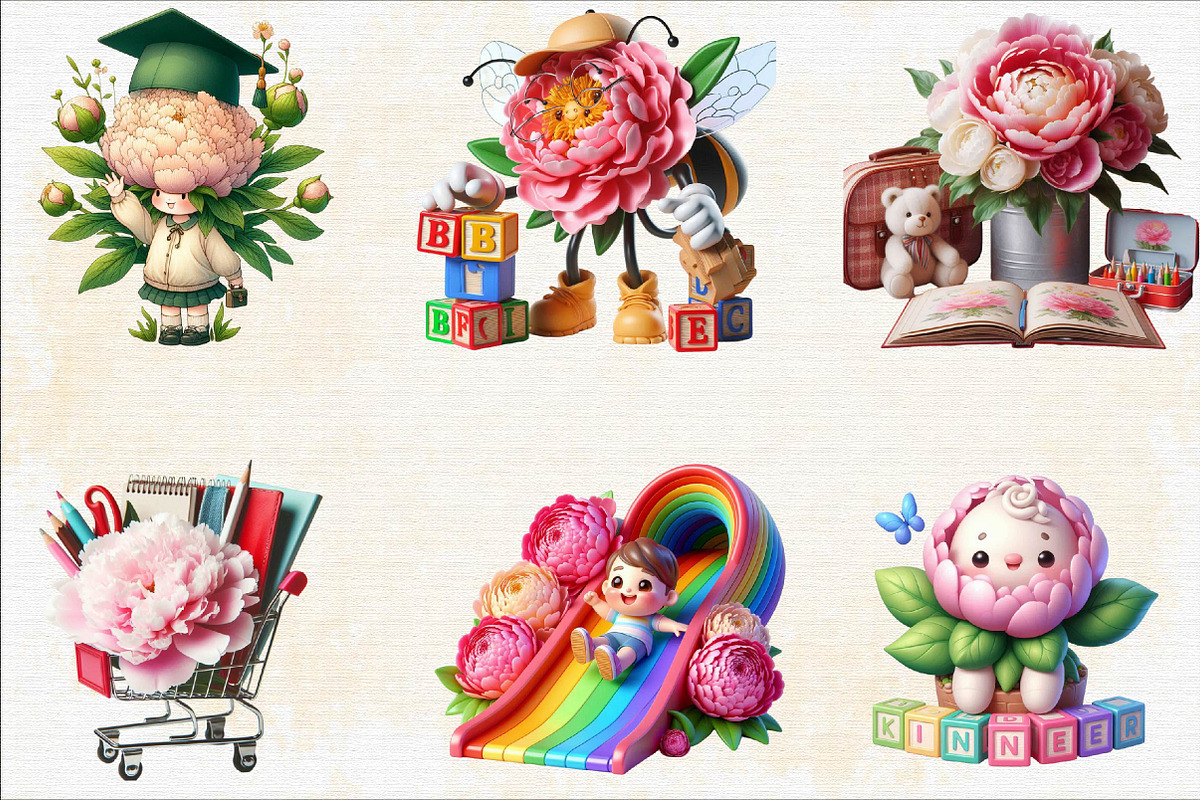 Kindergarten Nursery Kids Peony Sub, an Illustration by SVGArt (Photo 2 of 8)