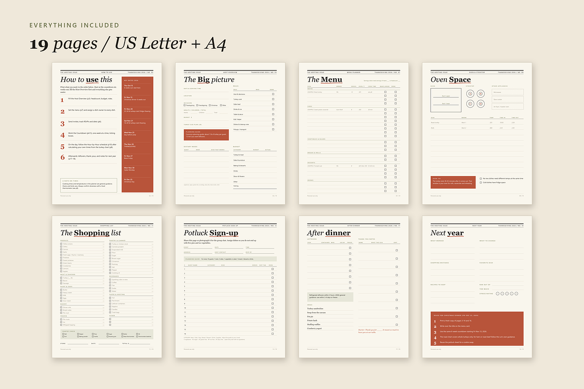 Thanksgiving Hosting Planner PDF, a Stationery Template by KnightWipers (Photo 8 of 10)
