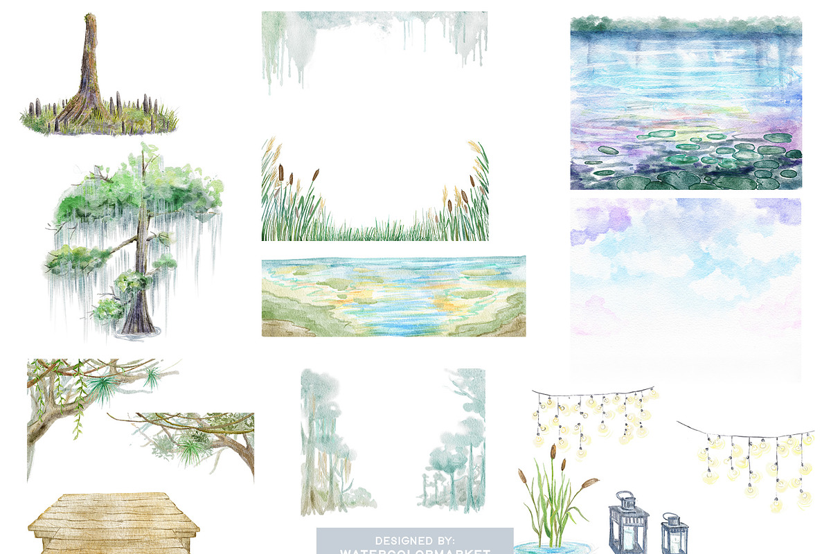 Swamp Landscape & Cliparts, an Illustration by Dora Katona (Photo 4 of 4)