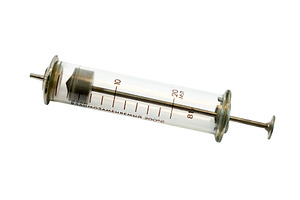 Old glass syringe, a Technology Photo by Leonid Andronov