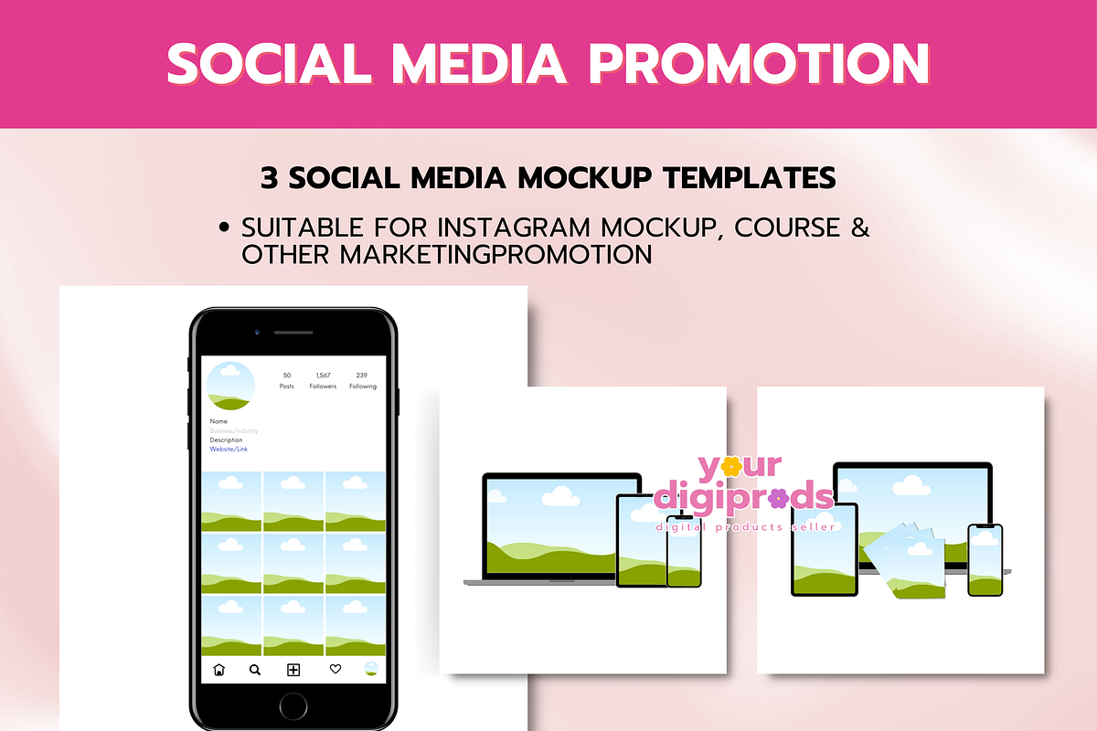 Canva Social Media Mockup Templates, a Social Media Template by Your DigiProds (Photo 5 of 5)