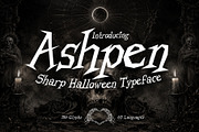 Ashpen - Sharp Halloween Serif, a Serif Font by HipFonts (Thumbnail 1 of 8)