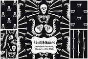 Skull & Bones Patterns + Clipart, a Pattern Graphic by Sveta Aho (Thumbnail 1 of 5)