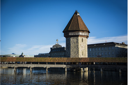 View on wooden bridge in Lausanne