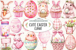 Watercolor Cute Easter Clipart, an Illustration by Watercolor design